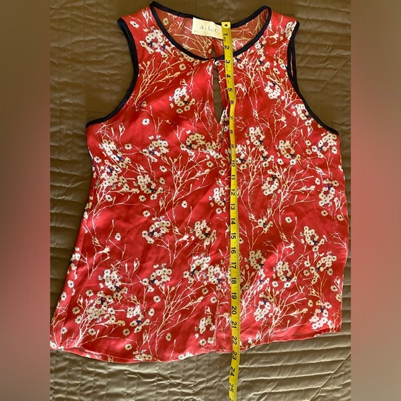 A.L.C. Cherry 🍒 Blossom Silk Chiffon Top Blouse Sleeveless ***With Defec… - Picture 12 of 13